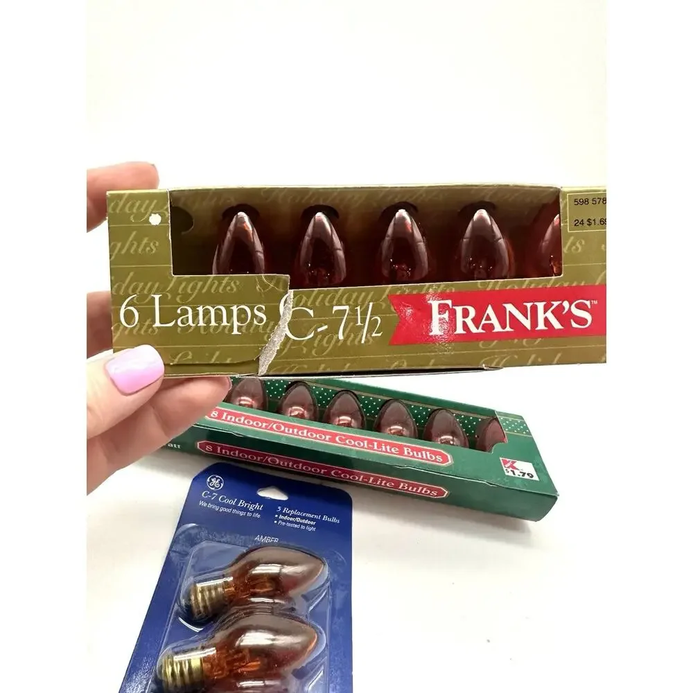 Vintage Lot Of 3 Boxes Christmas Bulbs Lights Kmart Frank’s GE C-7